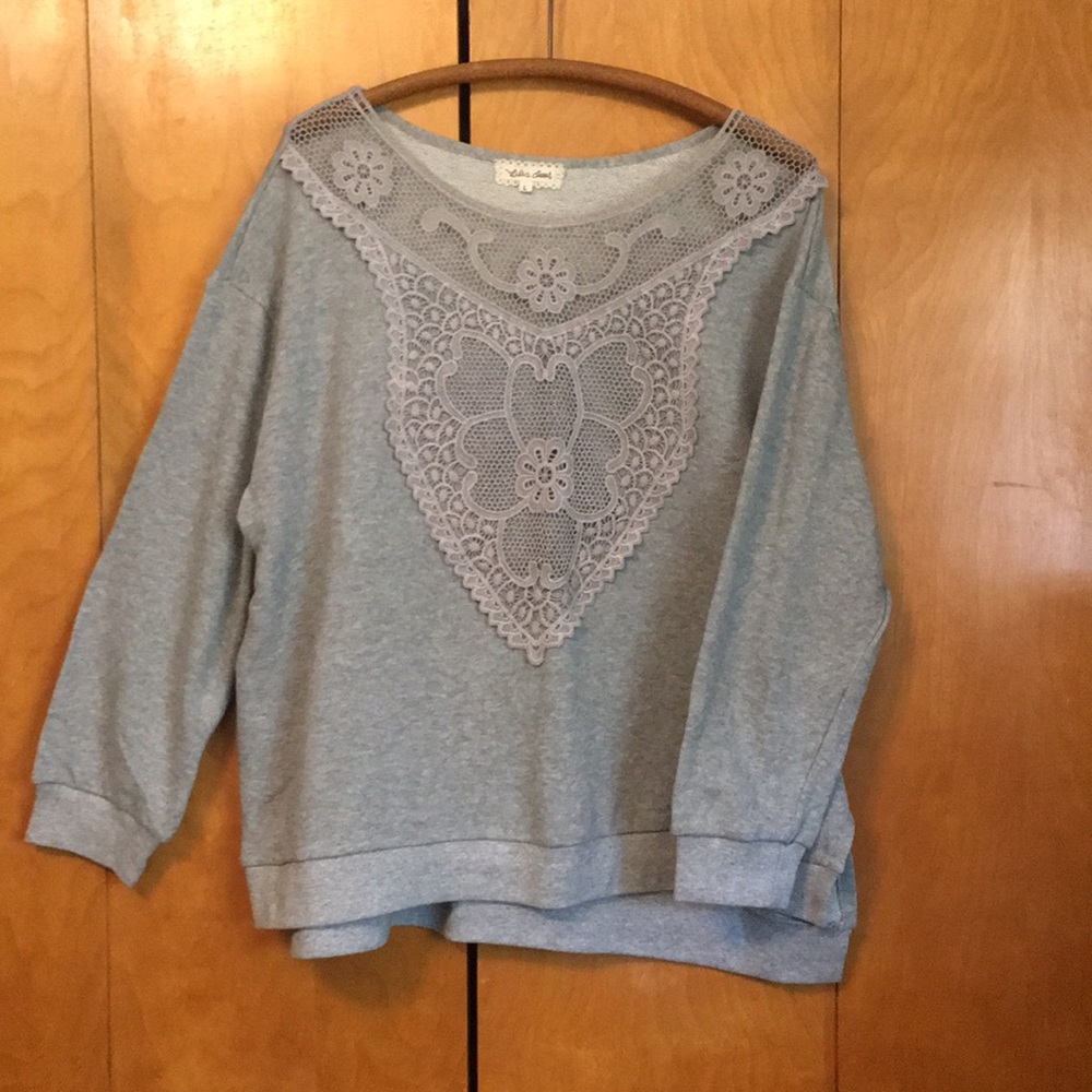 ANTHROPOLOGIE LACE FRONT SWEATSHIRT